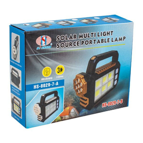 POWERMASTER HS-8029-7-B 3 ÇALIŞMA MODLU 6 COB LEDLİ TAŞINABİLİR SOLAR LAMBA - 3