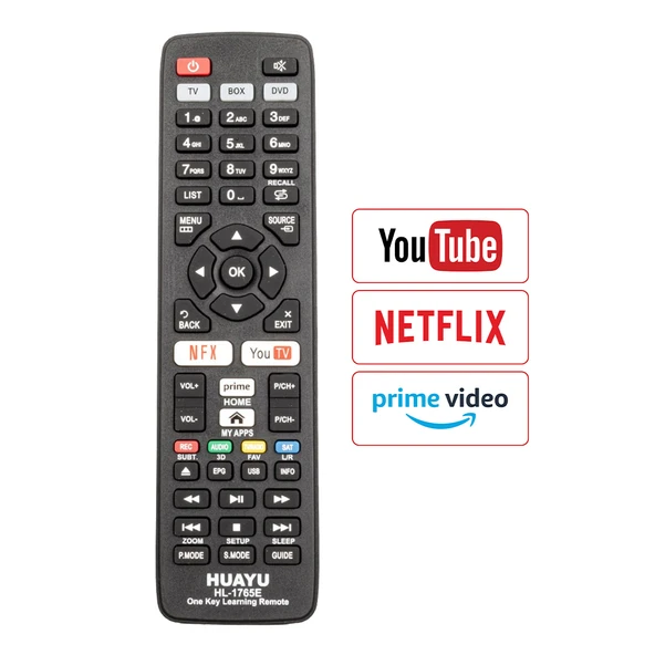 Huayu HL-1765E Prime Video Youtube Netflix Tuşlu TV-Uydu-DVD Öğrenebilen Akıllı Kumanda - 2