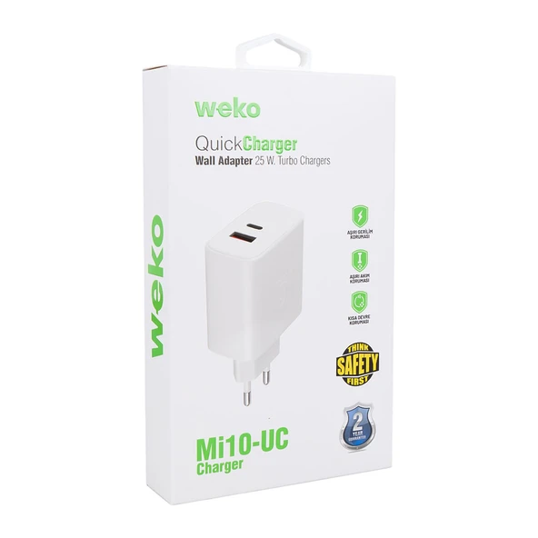 Weko WK-21446 S11-UC 25 Watt 3.0 Amper Type-C + USB Telefon Şarj Başlık Adaptörü - 2