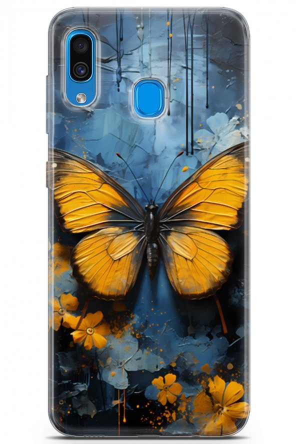 Samsung Galaxy A20 Kılıf Orijinal Seri Fresh 7 Kelebekler Desenli Kılıf - 1