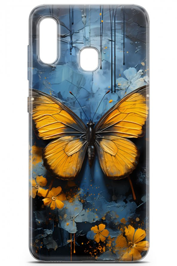 Samsung Galaxy A20 Kılıf Orijinal Seri Fresh 7 Kelebekler Desenli Kılıf - 2