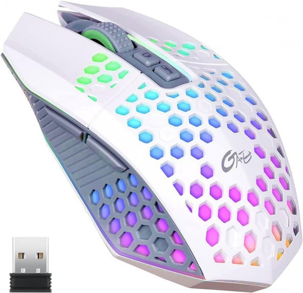 Valkyrie Sessiz Tuşlu Wireless 2.4G 8 Button RGB LED Gaming Mouse - Silent Button - One Click Desktop Beyaz - 8