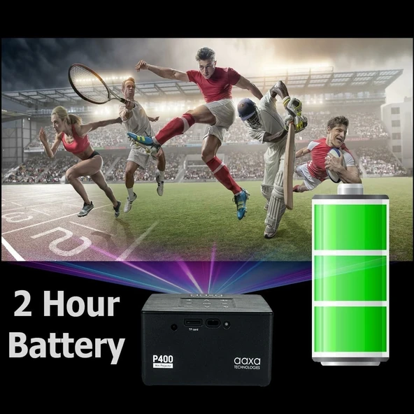 AAXA P400 1080p Kısa Mesafeli Mini Projektör - 2 Saat Pil Ömrü - 2