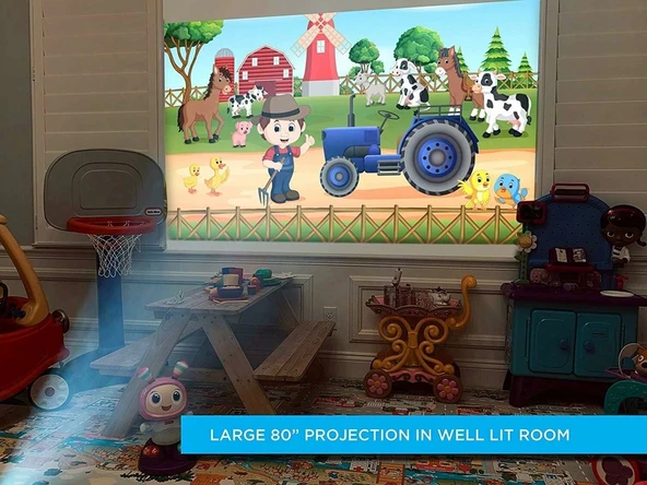 AAXA P7 Mini Projektör, Pilli, Yerel 1080P Çözünürlük - 4