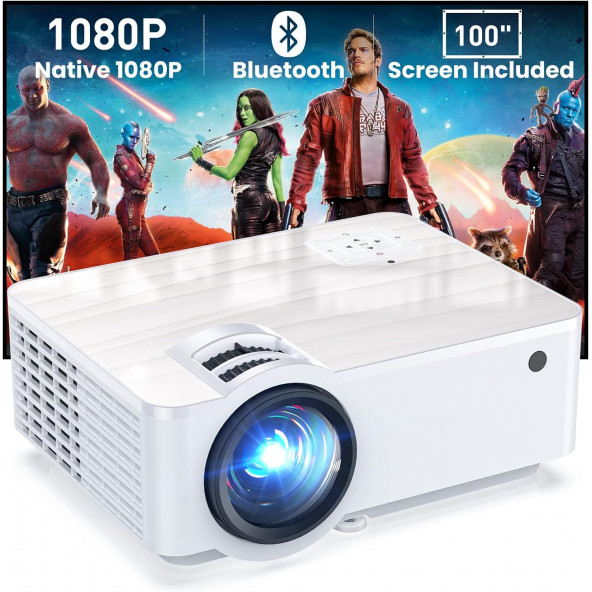 Groview 1080P Bluetooth Mini Projektör - 100 Inc