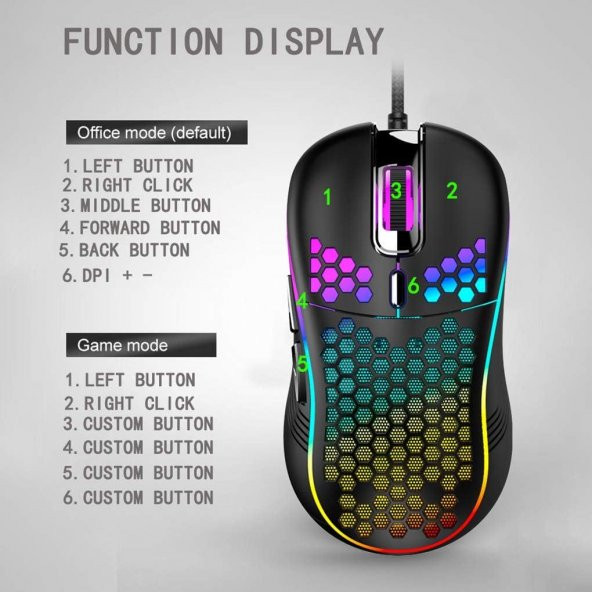 Valkyrie RGB Led Işıklı 6 Tuşlu 7200DPI Gaming Oyuncu Mouse Siyah - 3