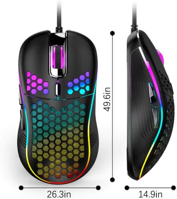 Valkyrie RGB Led Işıklı 6 Tuşlu 7200DPI Gaming Oyuncu Mouse Siyah - 5