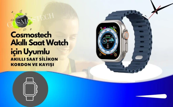 Cosmostech Akıllı Saat Watch için Uyumlu 42MM 44MM 45MM 49MM 1/2/3/4/5/6/se/7/8/ultra Akıllı Saat Silikon Kordon ve Kayışı Koyu Lacivert - 2