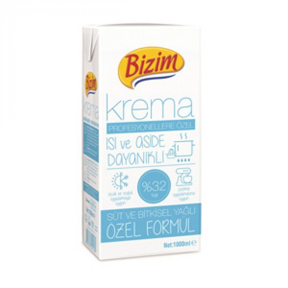 KREMA 32 YAĞLI(SÜT&BİTKSL KRŞM) (1*1LT) BİZİM X 12 Adet - 1 Koli