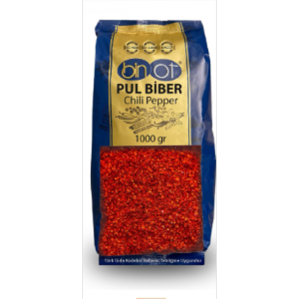 PUL BİBER KIRMIZI (1*1 KG) BİNOT X 20 Adet - 1 Koli