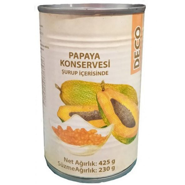 DE&CO PAPAYA MEYVESİ 425 GR X 24 Adet - 1 Koli
