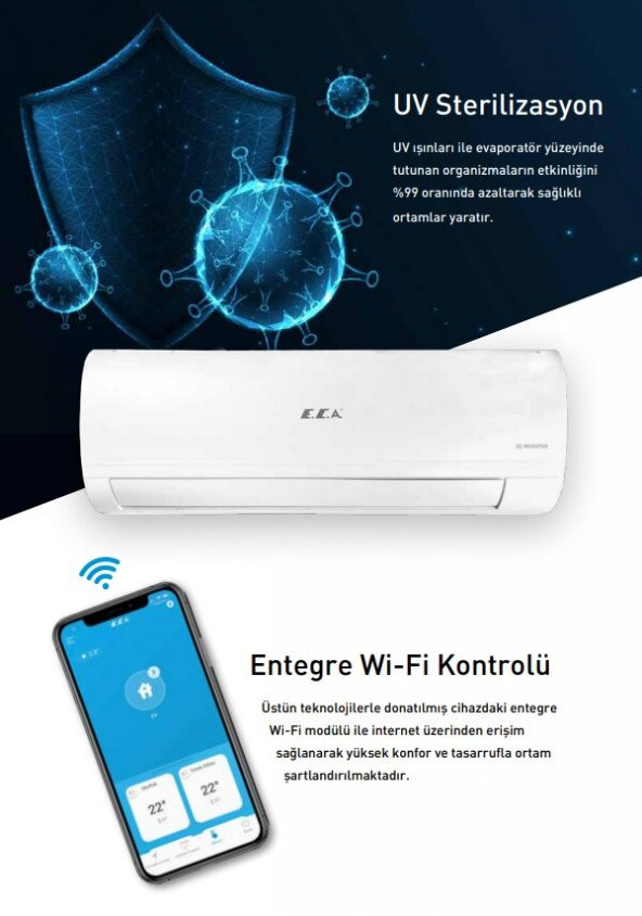 ECA Spylos PRO ESA 1512A100 A++ 12000 BTU İnverter Duvar Tipi Klima - 4