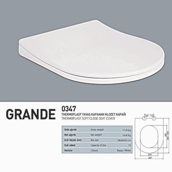Nkp Yavaş Kapanan Klozet Kapağı Grande Thermoplast 0347