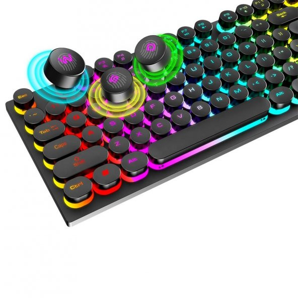Valkyrie T-Wolf TF270 Rainbow RGB Mekanik Hisli Gaming Klavye Mouse Seti Punk Keycap İNGİLİZCE - 7