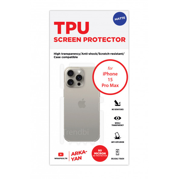 iPhone 15 Pro Max Mat Arka Ve Yan Koruyucu Tpu Film - Resim 2