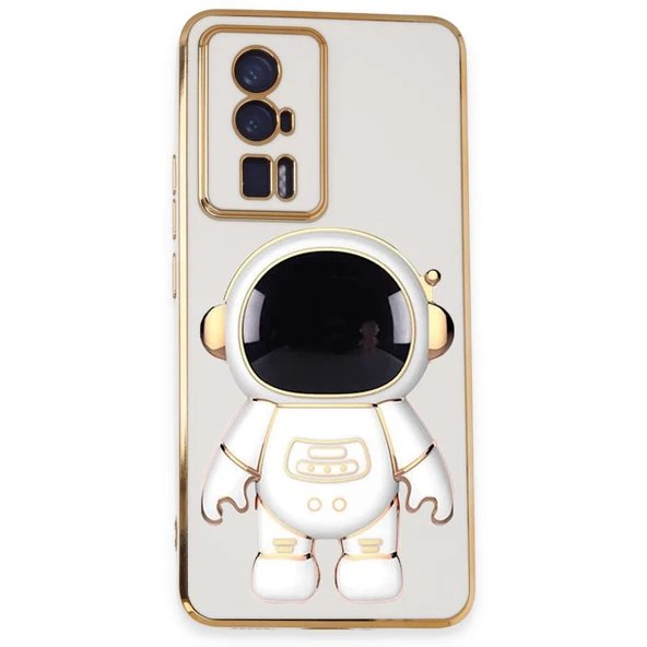 Gpack Xiaomi Poco F5 Pro Kılıf Kamera Korumalı Astronot Desenli Standlı Silikon