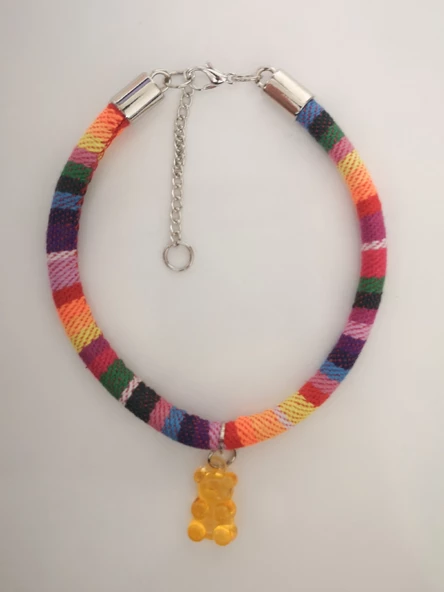 Kedi Köpek Boyun Tasması Bohem Kedi Kolyesi Renkli Jelibon Ayıcık - Renkli - 3