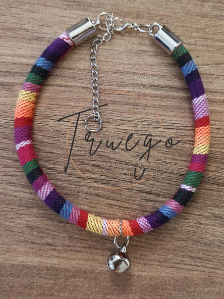 Zilli Kedi Köpek Boyun Tasması Bohem Kedi Kolyesi - Renkli - 3