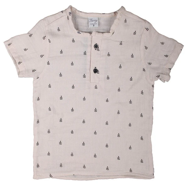 Erkek Çocuk Bej Siyah Yaprak Baskılı Müslin 2'li Takım - 3