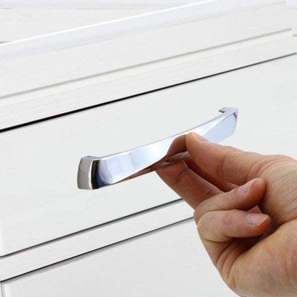 Mobilya Mutfak Dolabı  Banyo Çekmece Dolap Kapak Kulpu Kulbu Krom 128 mm Metal Kulp - Resim 2