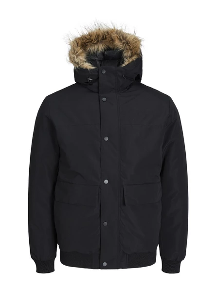 JACK JONES Erkek Siyah Renk Kapüşonlu Mont 12236822