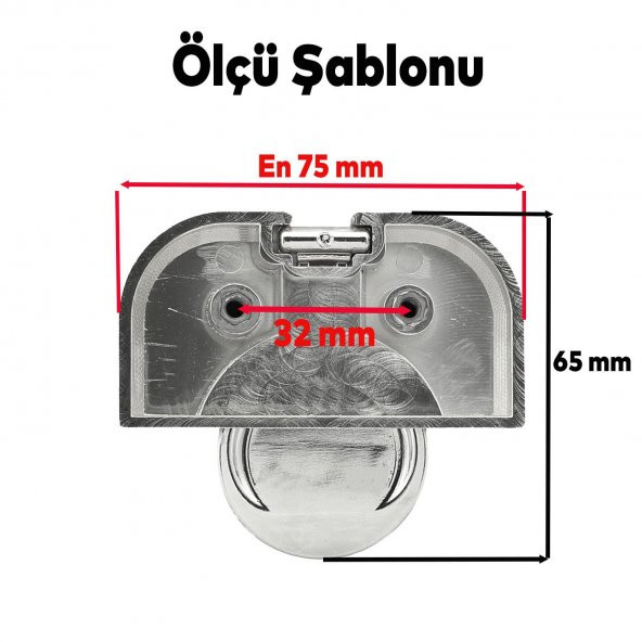 Mobilya Çekmece Dolap Kapak Kulpu Kulbu 32 mm Plastik Krom Kulp - 2