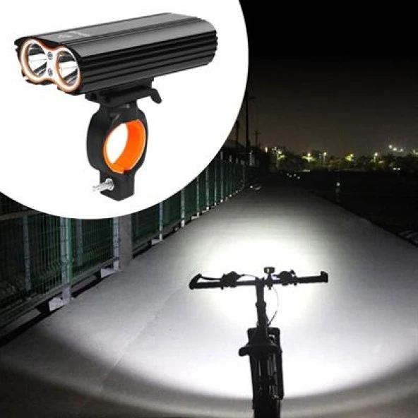 nefertiya Şarj Göstergeli Uzun Menzil Su Geçirmez LED Bisiklet Feneri 1600 Lumen