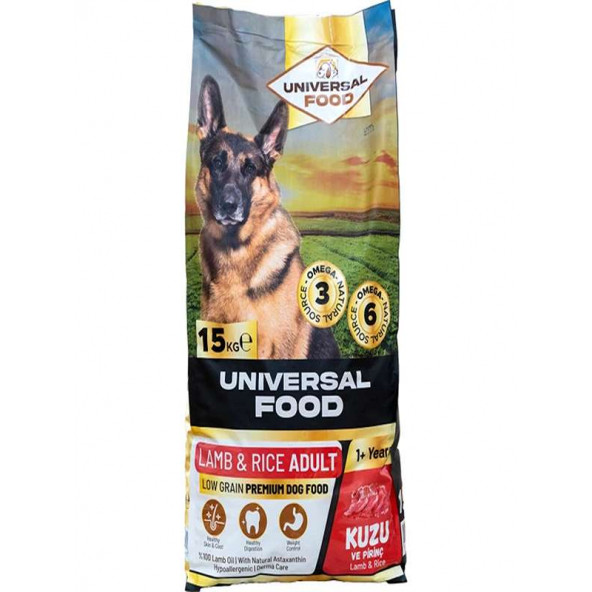 Universal Food Düşük Tahıllı Premium Kuzu Etli Yetişkin Köpek Maması 15 Kg.