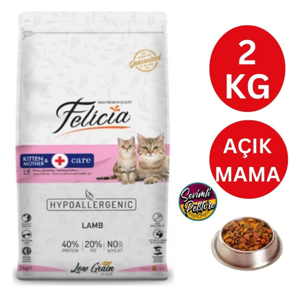 Felicia Düşük Tahıllı Kitten Kuzu Etli Yavru Kedi Maması 2 Kg AÇIK