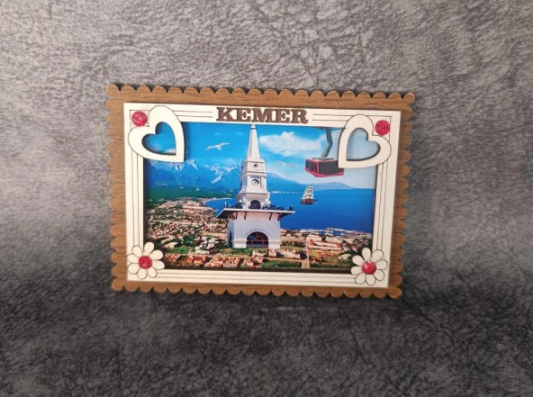 Magnet Kalp Kule Martı Yelken Turistik Buzdolabı Süsü Ahşap Magnet Mıknatıslı Hediyelik Eşya