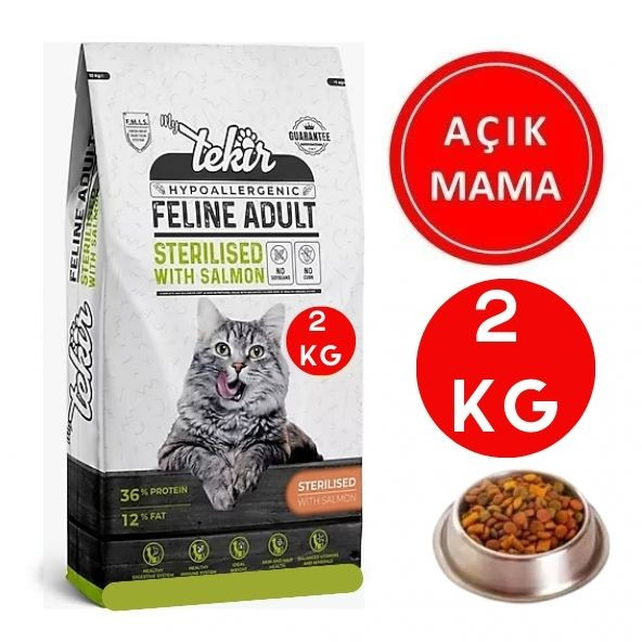 Tekir Sterilised Somonlu 2 kg Kısırlaştırılmış Açık Yetişkin Kedi Maması