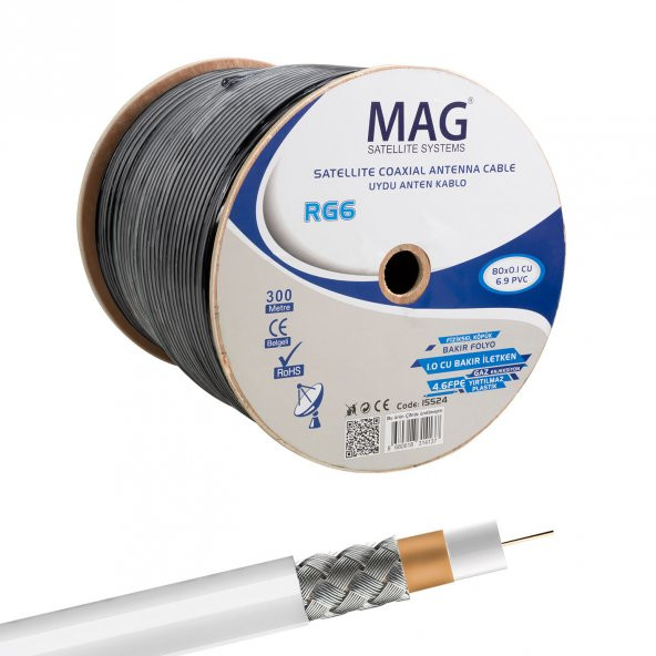 MAG RG6/U6 BAKIR CU/CU YEŞİL ANTEN KABLOSU (300 METRE)