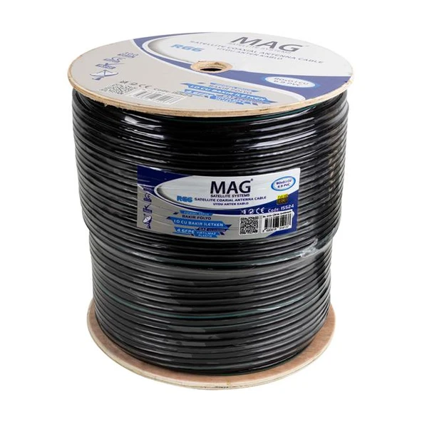 Mag RG6-U6 Cu-Cu Bakır Yeşil Anten Kablo 300 Mt - 9
