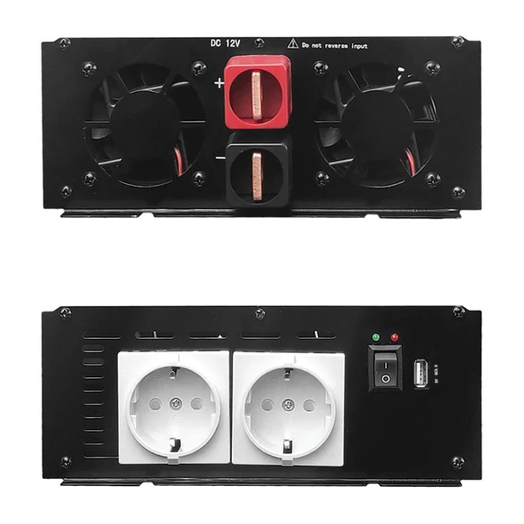 S-Link SL-1500W Dc12v-Ac230v 1500w İnverter 12V-220V Çevirici Dönüştürücü - 2