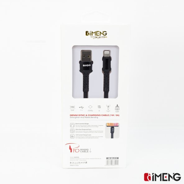 İmeng Apple İphone SE 2020 3A UsbA to Lightning Pro Braided Data ve Hızlı Şarj Kablosu Siyah - 7