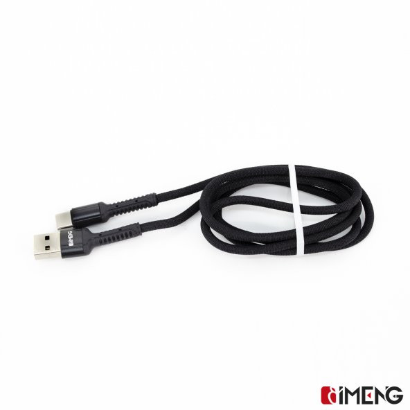 İmeng Samsung Galaxy M12 3A UsbA to Type-C Pro Braided Örgülü Data ve Hızlı Şarj Kablosu Siyah - Resim 3