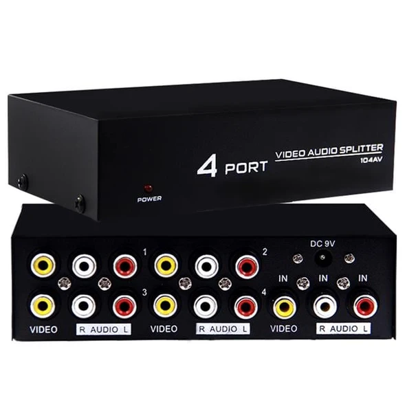 Powermaster AV-104 4 Port AV CVBS RCA Video Audio Splitter Çoğaltıcı Dağıtıcı - 7