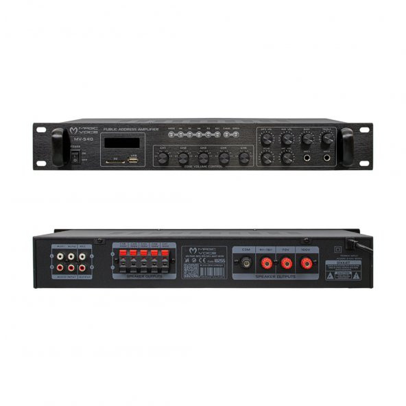 MAGICVOICE MV-540 100 WATT USB/SD/UK BLUETOOTH 2 MİK MUTE GİRİŞLİ 5 ZONE HAT TRAFOLU ANFİ - 2