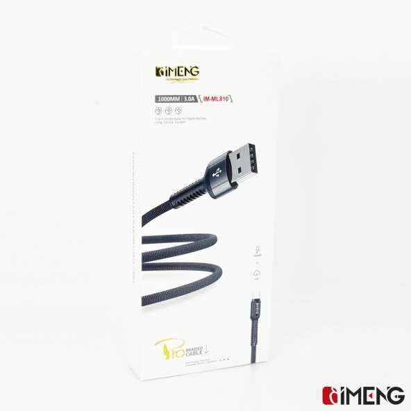 İmeng Xiaomi Mi Note 10 3A UsbA to Type-C Pro Braided Örgülü Data ve Hızlı Şarj Kablosu Siyah - 6