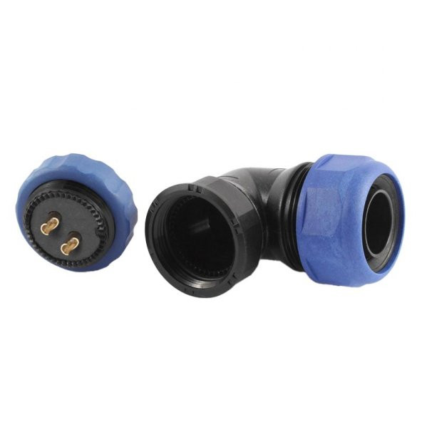 SD28 SU GEÇİRMEZ 2 PİN 28 MM YUVARLAK KONNEKTÖR (90 DERECE DİRSEK) - 2