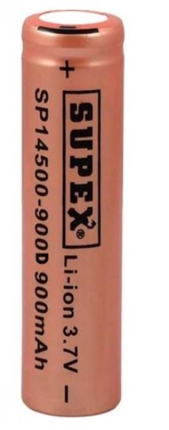 Supex 14500-900D Lityum Ion 3.7Volt 900Mah Şarj Edilebilir Başlıksız Pil