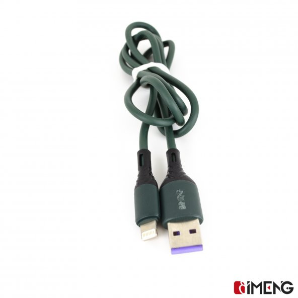 İmeng Apple İphone 12 Pro Max 6A 100W UsbA to Lightning Data ve Hızlı Şarj Kablosu Yeşil - 2
