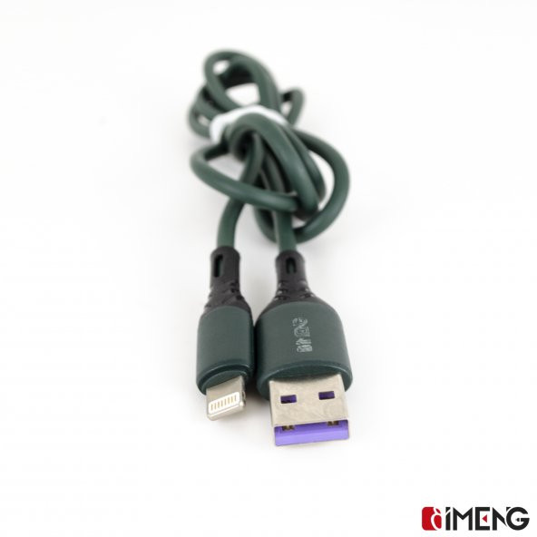 İmeng Apple İphone 12 Pro Max 6A 100W UsbA to Lightning Data ve Hızlı Şarj Kablosu Yeşil - 5