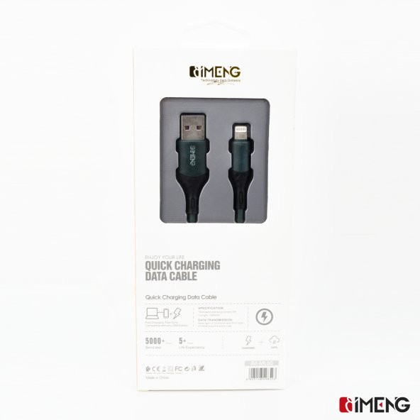 İmeng Apple İphone 12 Mini 6A 100W UsbA to Lightning Data ve Hızlı Şarj Kablosu Yeşil - 7