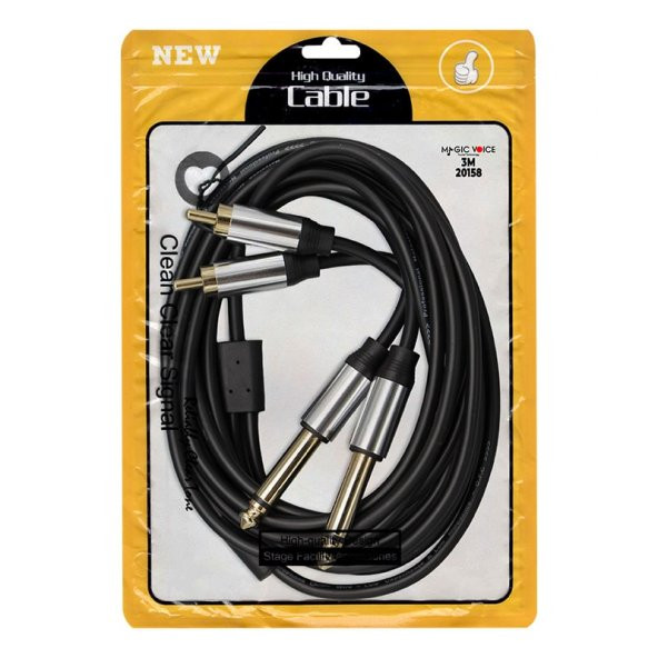 Magicvoice LD398 2X 6.3 Mm Mono Erkek - 2X Rca Erkek 3 Metre Kablo - 1