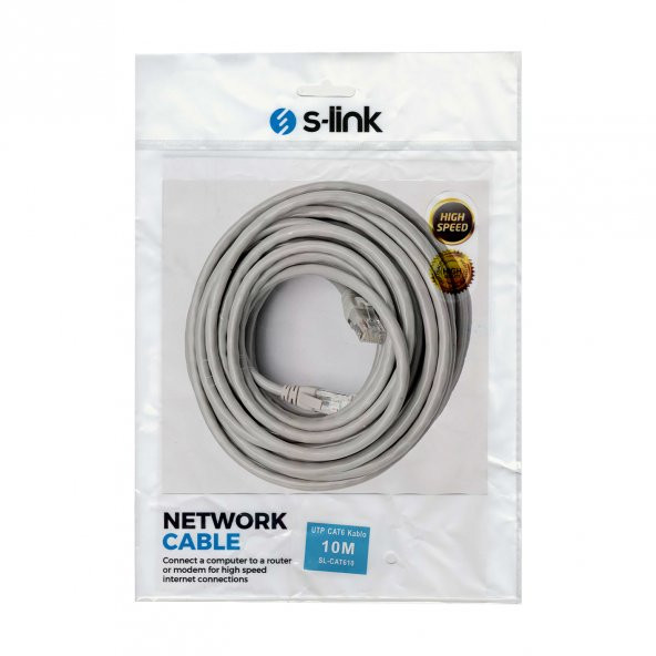 S-Link SL-CAT610 Gri̇ Cat6 10 Metre Kablo - 1