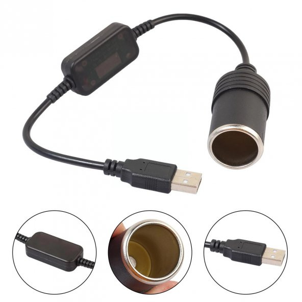 Powermaster PM-5726 USB 2.0 Siyah 5 Volt 2 Amper To 12 Volt 800Mah Araç Çakmaklığına Çevirici - 4
