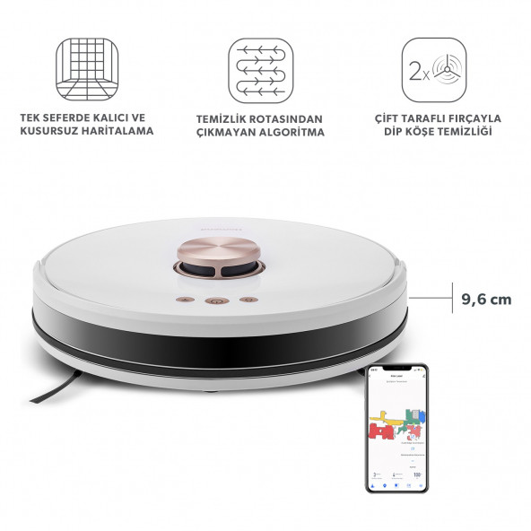 HOMEND Alex Laser Pro 1283h Moplu Ve Haritalamalı Akıllı Robot Süpürge