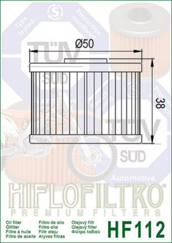 Hiflo Hf112 2009-2020 Kawasaki KLX 250 Uyumlu Yağ Filtresi - 2