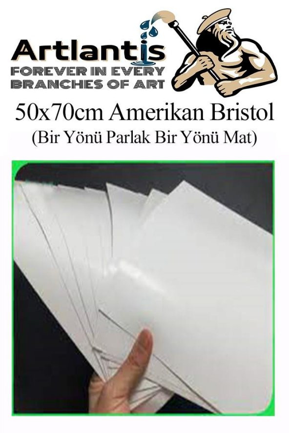 Amerikan Bristol Karton 50x70 cm 25 Adet 220 gr Bir Tarafı Parlak Bir Tarafı Mat Kağıt Biristol Karton - 3